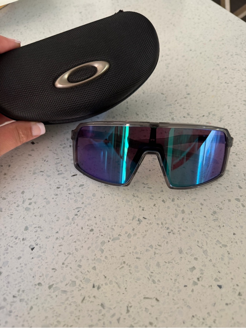 Oakley Shield Sunglasses with Blue and Purple Mirrored Lens